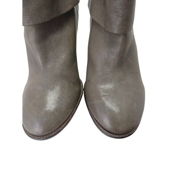 Vince Camuto Leather FoldOver Ankle Boot Women Sz 9 Taupe Brn 4" Block Heel Shoe - Picture 5 of 10